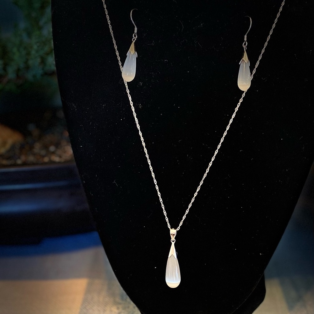 Earrings and necklace…